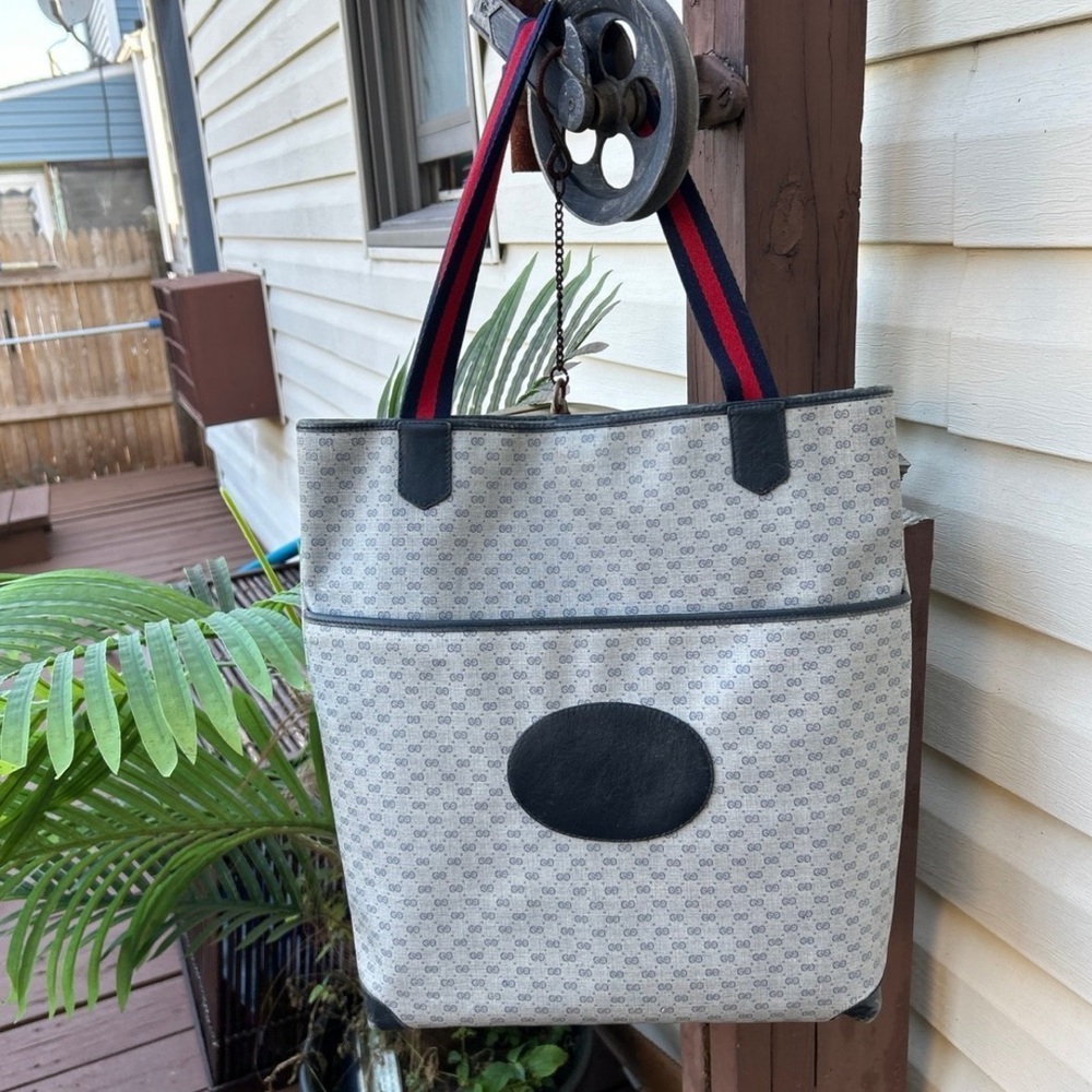 Authentic Vintage Gucci microguccissima large tote bag Blue